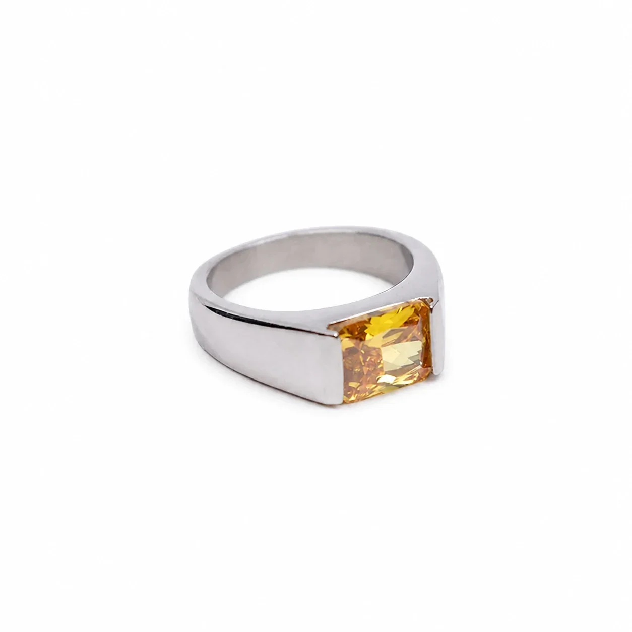 Bold 316 Stainless Steel Square-Cut Signet Ring - Yellow