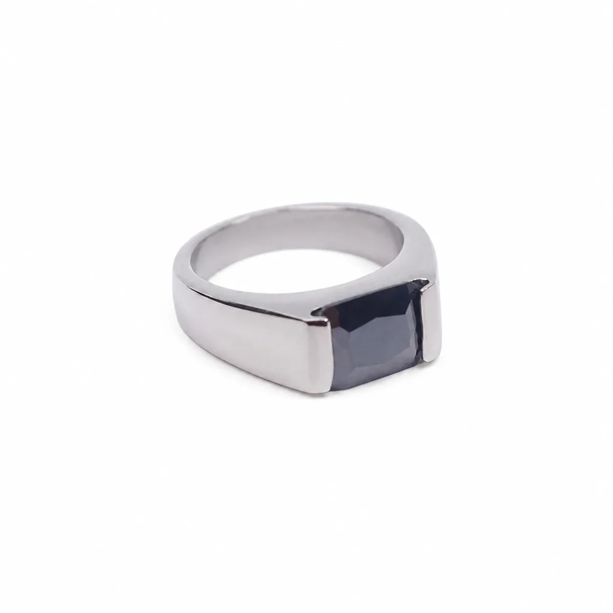 Bold 316 Stainless Steel Square-Cut Signet Ring - Black