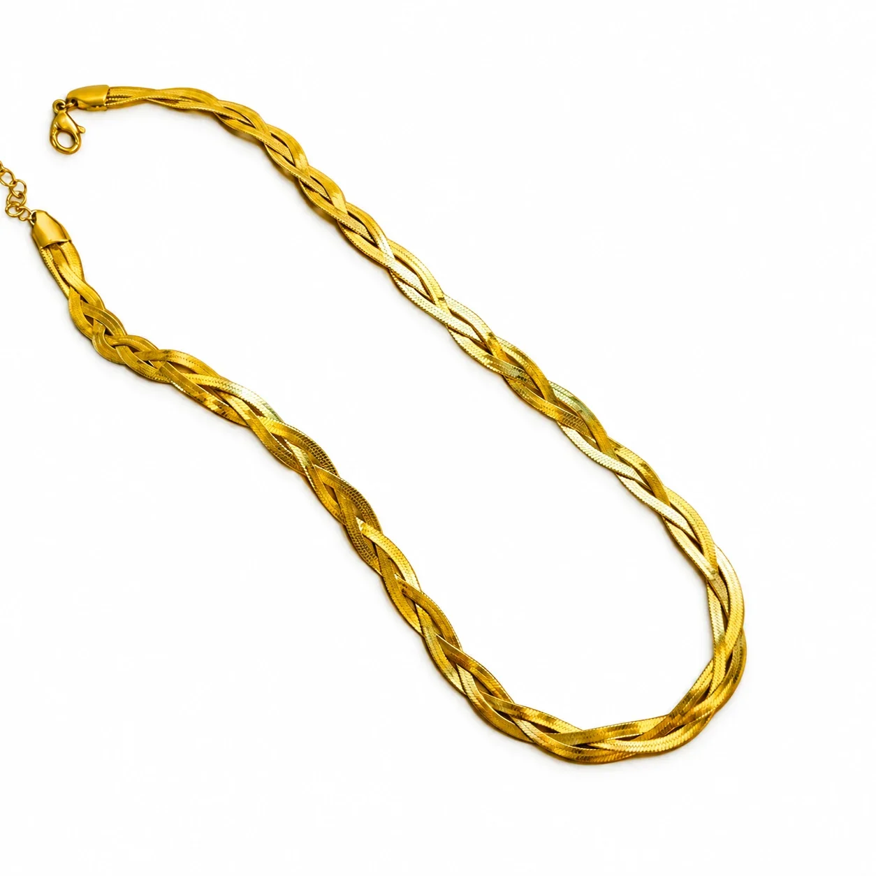 Gevlochten ketting met drie strengen van roestvrij staal productfoto