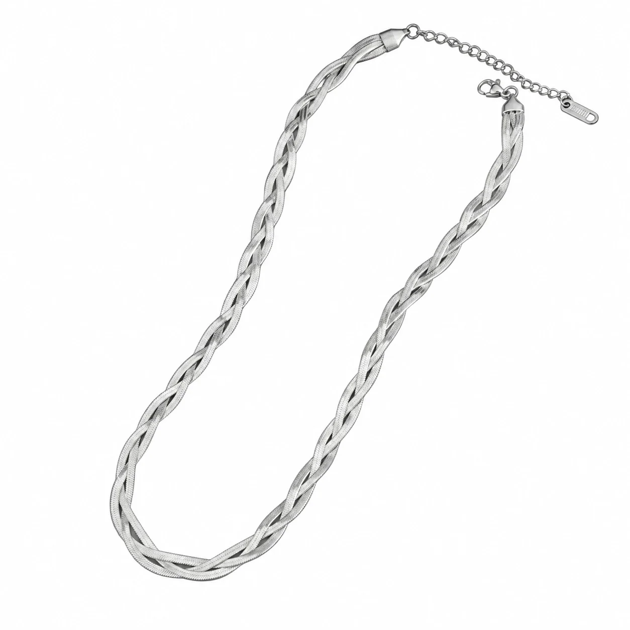 Gevlochten ketting met drie strengen van roestvrij staal productfoto