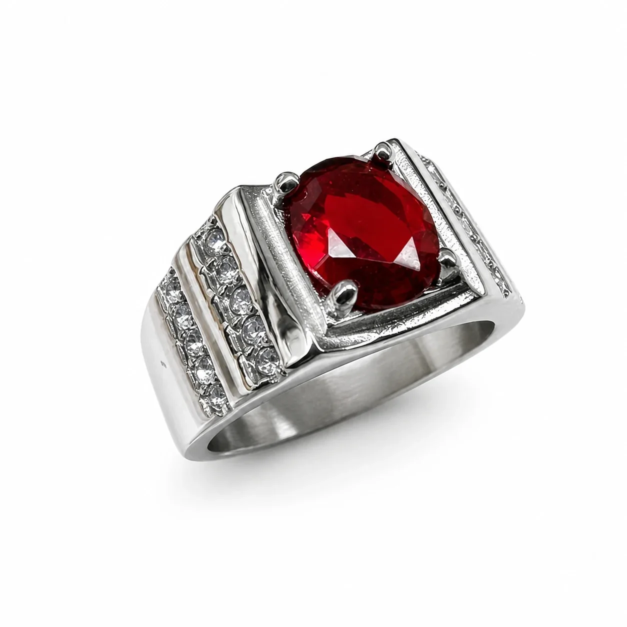 Bold 316 Stainless Steel Oval Stone Signet Ring