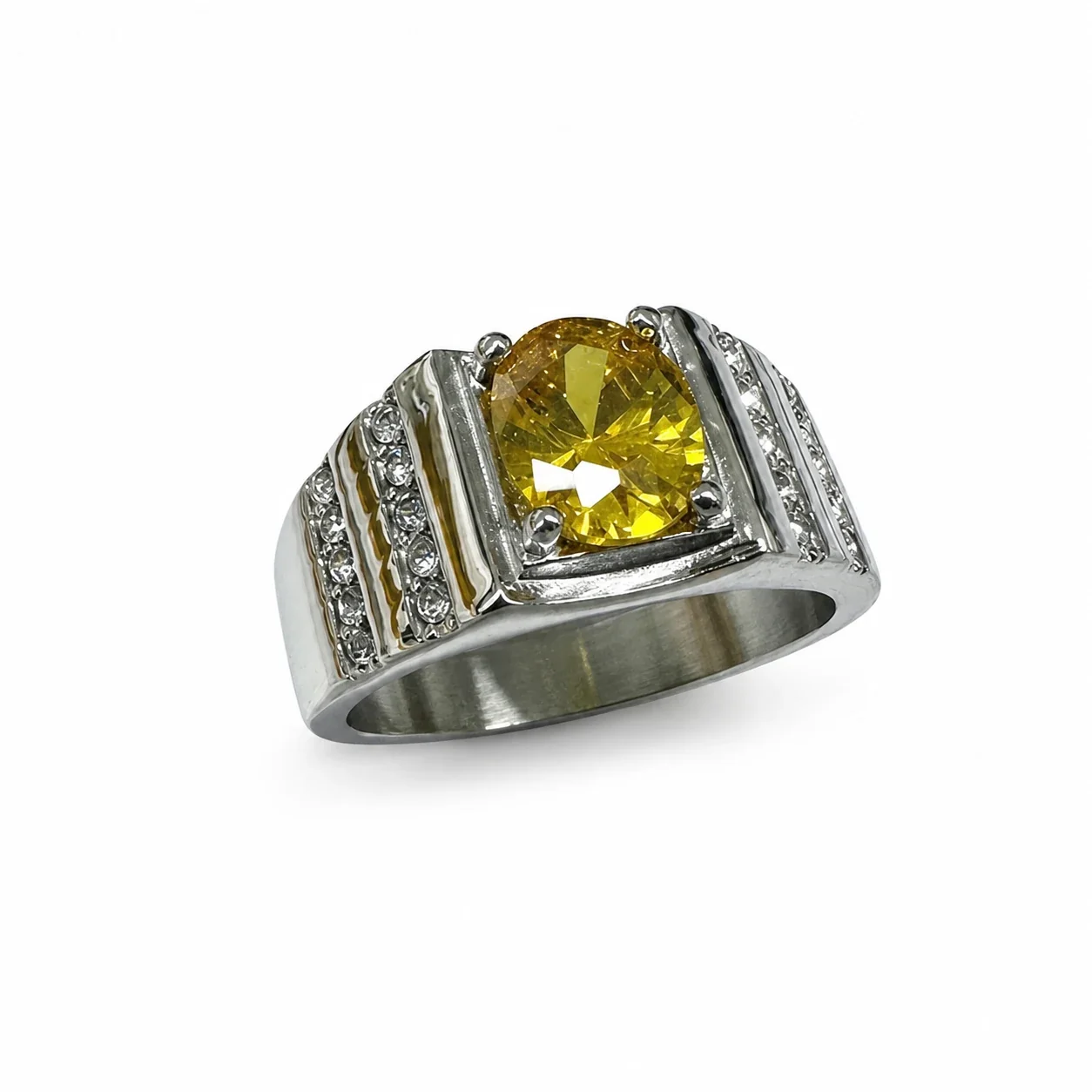 Bold 316 Stainless Steel Oval Stone Signet Ring