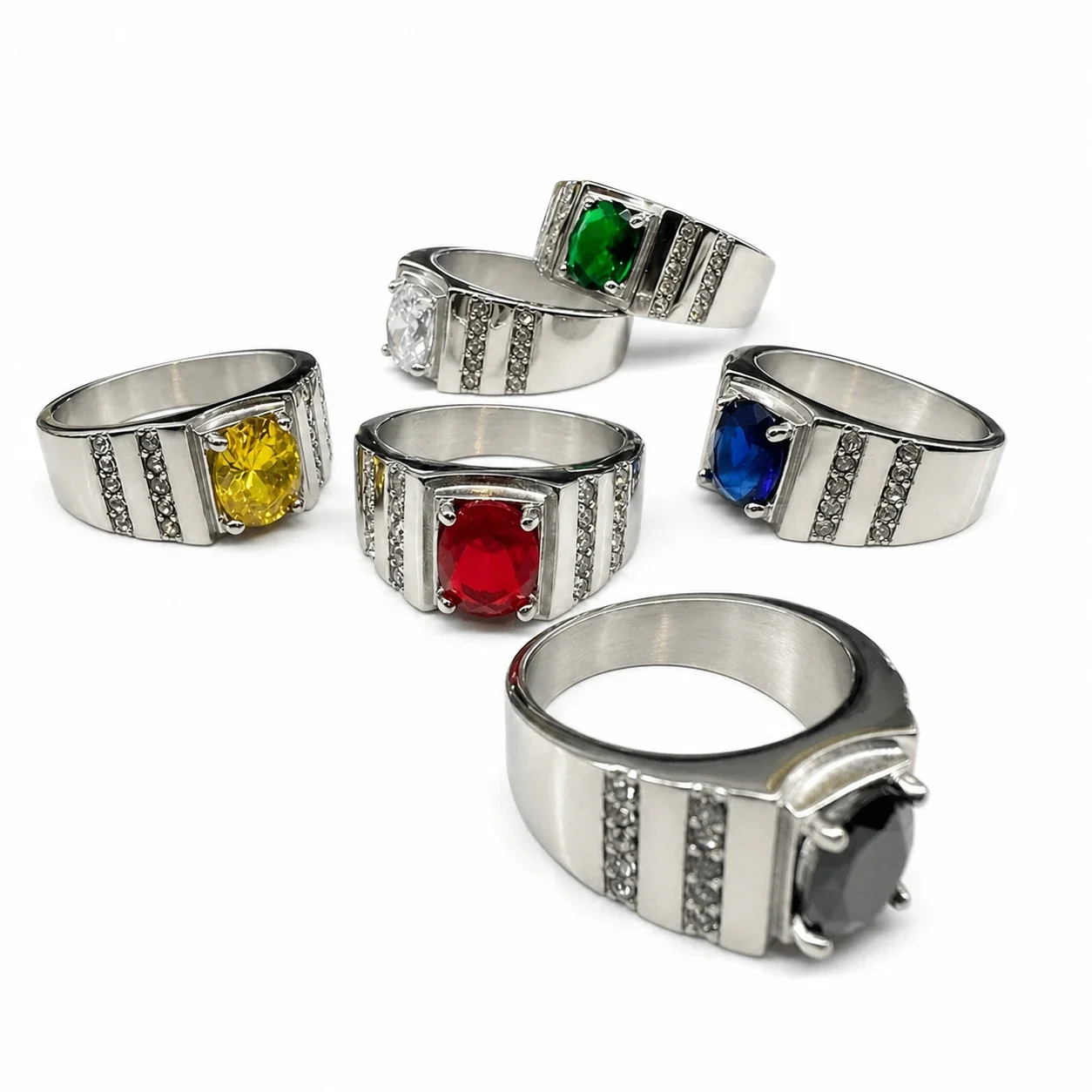 Bold 316 Stainless Steel Oval Stone Signet Ring