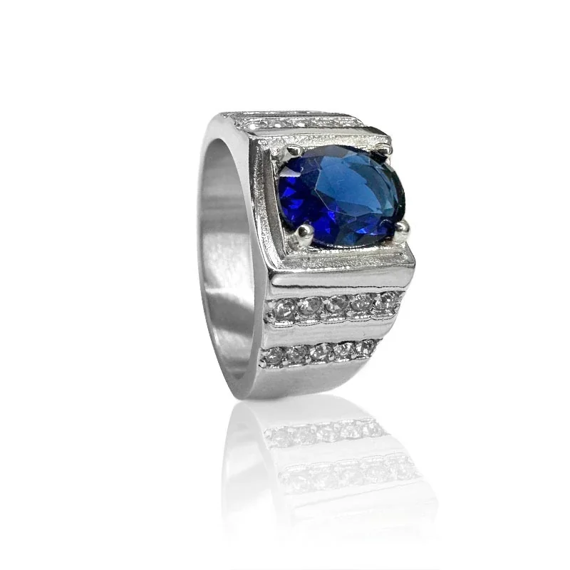 Bold 316 Stainless Steel Oval Stone Signet Ring
