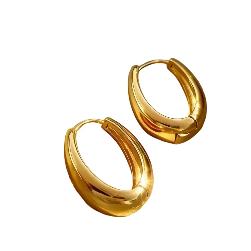 Sculpted Gold PVD Rounded Huggie Hoop Earrings