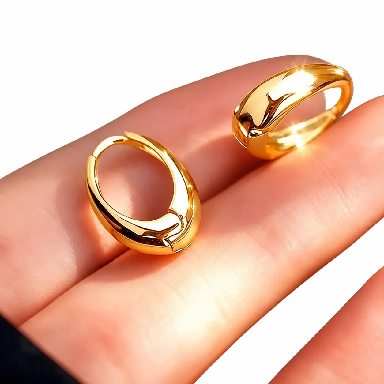 Sculpted Gold PVD Rounded Huggie Hoop Earrings