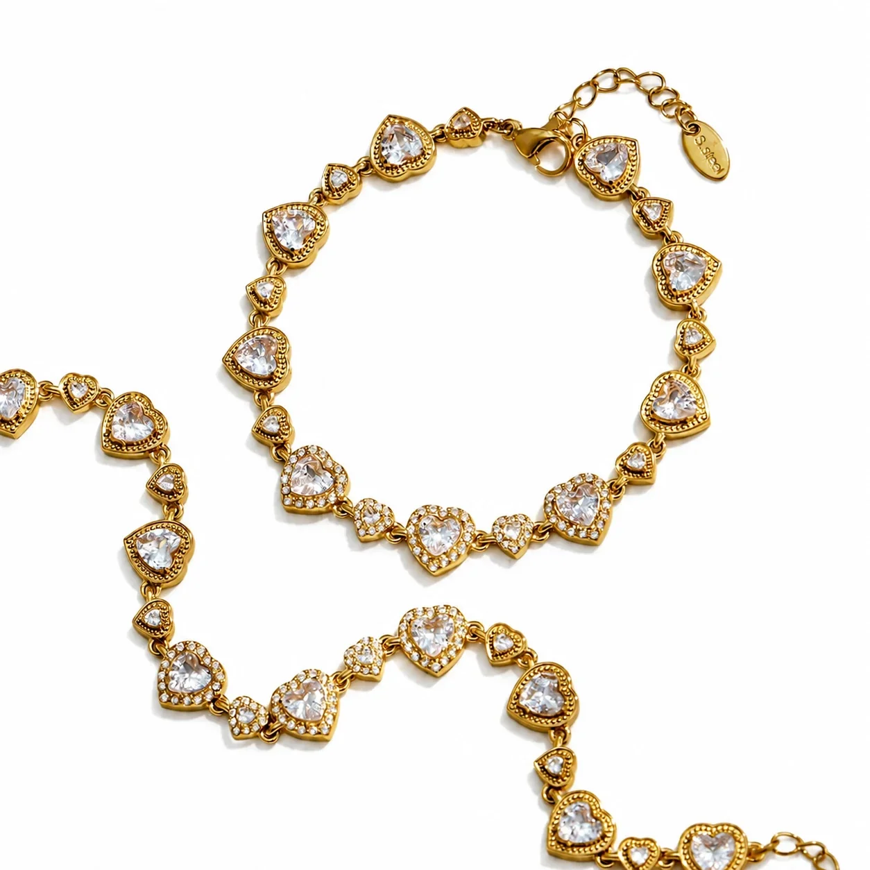 Foto del producto: Pulsera de Acero Inoxidable Mujer con Circonitas en Forma de Corazón 316L - PVD
