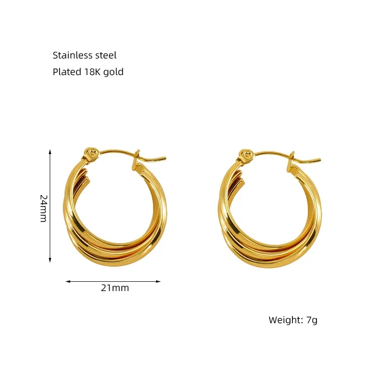 Angular 18K Gold-Plated Ribbed Square Hoop Earrings - Gold Ribbed Square Hoop ZE1276G