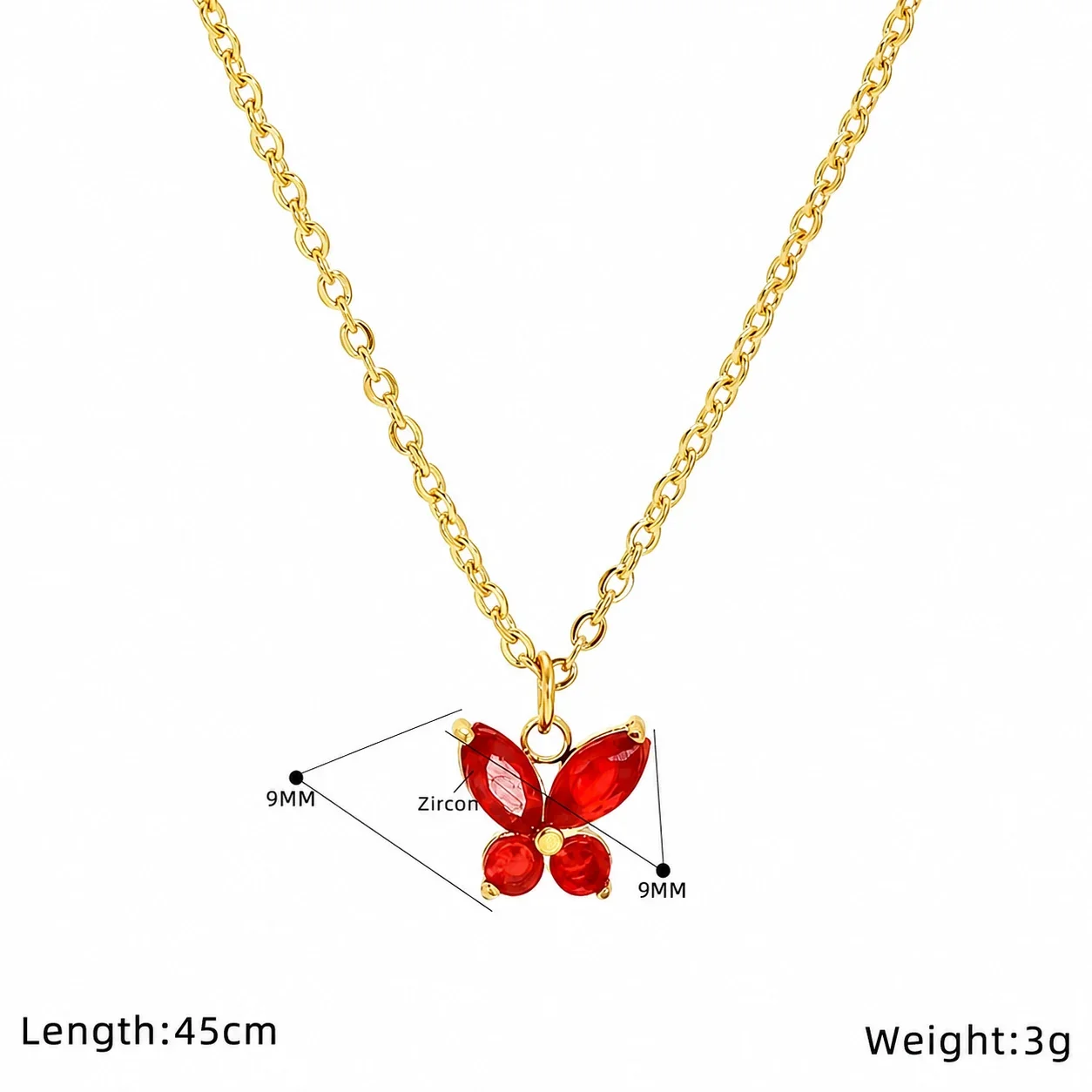 Delicate Gold-Tone Marquise CZ Butterfly Pendant Necklace