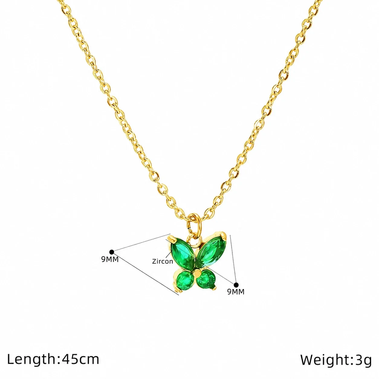 Delicate Gold-Tone Marquise CZ Butterfly Pendant Necklace