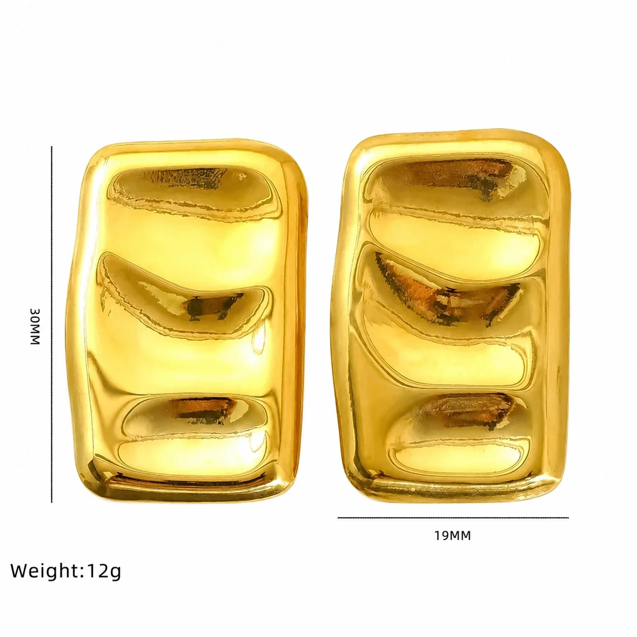 Sculptural Gold-Plated Hammered Dome Stud Earrings - Gold Organic Hammered Dome
