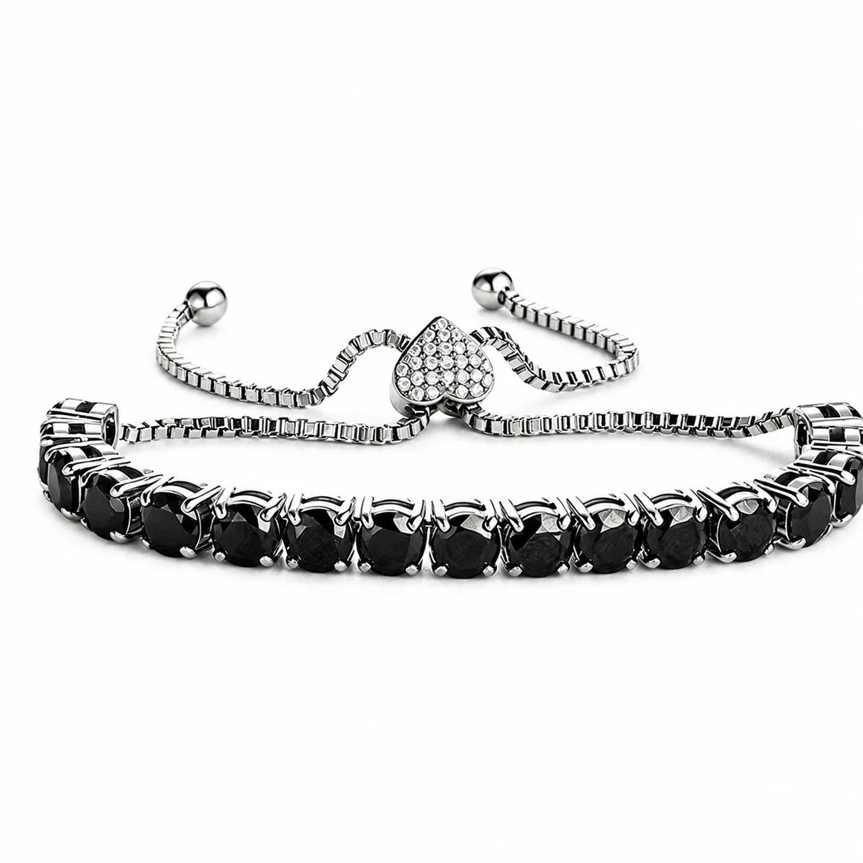 Polished 316 Stainless Steel Round CZ Tennis Bracelet