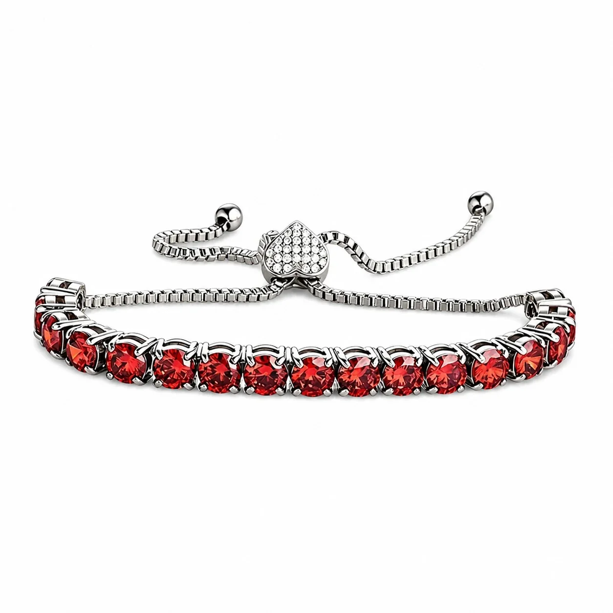 Polished 316 Stainless Steel Round CZ Tennis Bracelet