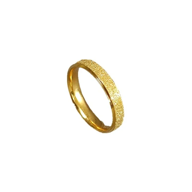 Band Ring with Sandblasted Center in 18K Gold-Plated Steel