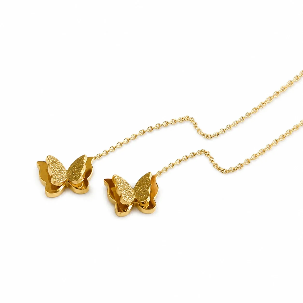 Delicate Gold-Tone Butterfly Threader Drop Earrings
