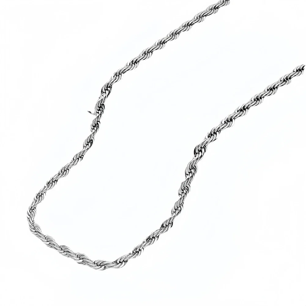 Photo produit : Collier chaîne acier inoxydable 316 PVD argenté torsadé style corde