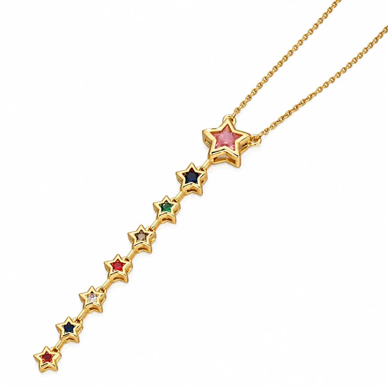 Produktfoto: Star Necklace with Cascading Crystals, Gold-Plated Stainless Steel