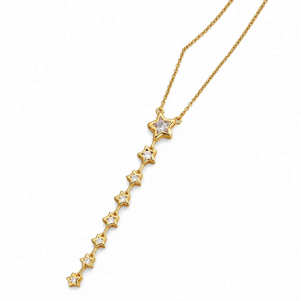 Produktfoto: Star Necklace with Cascading Crystals, Gold-Plated Stainless Steel