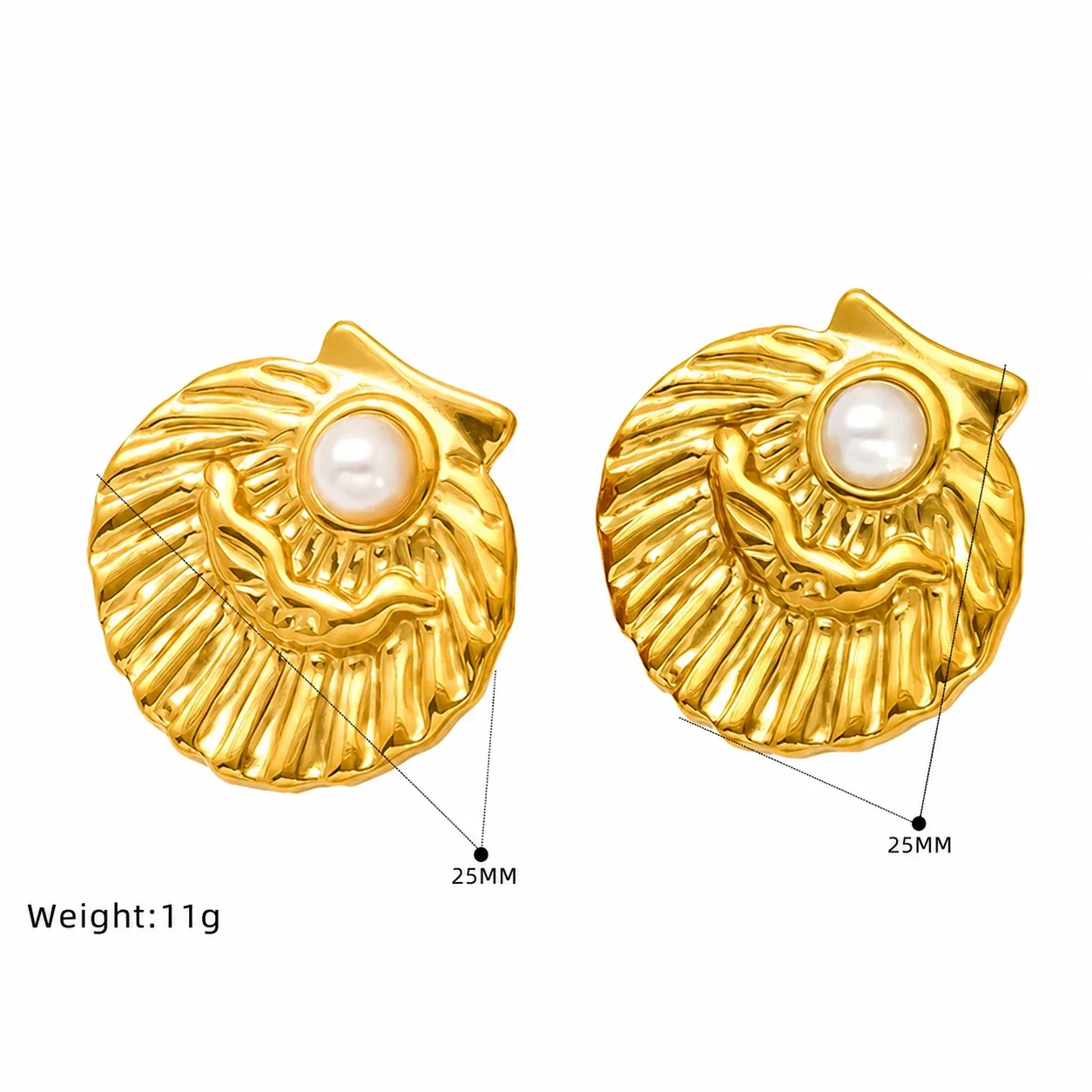 Gilded 18K Gold-Plated Ocean Pearl-Effect Stud Earrings - Gold Starfish