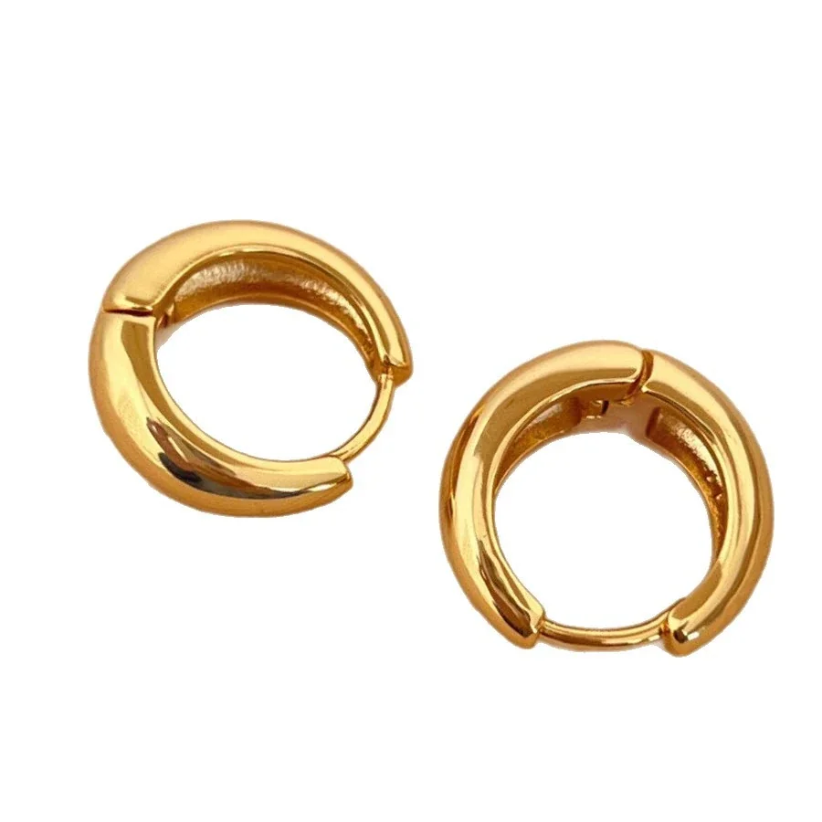 Sculptural Gold-Plated Dome Teardrop Huggie Earrings