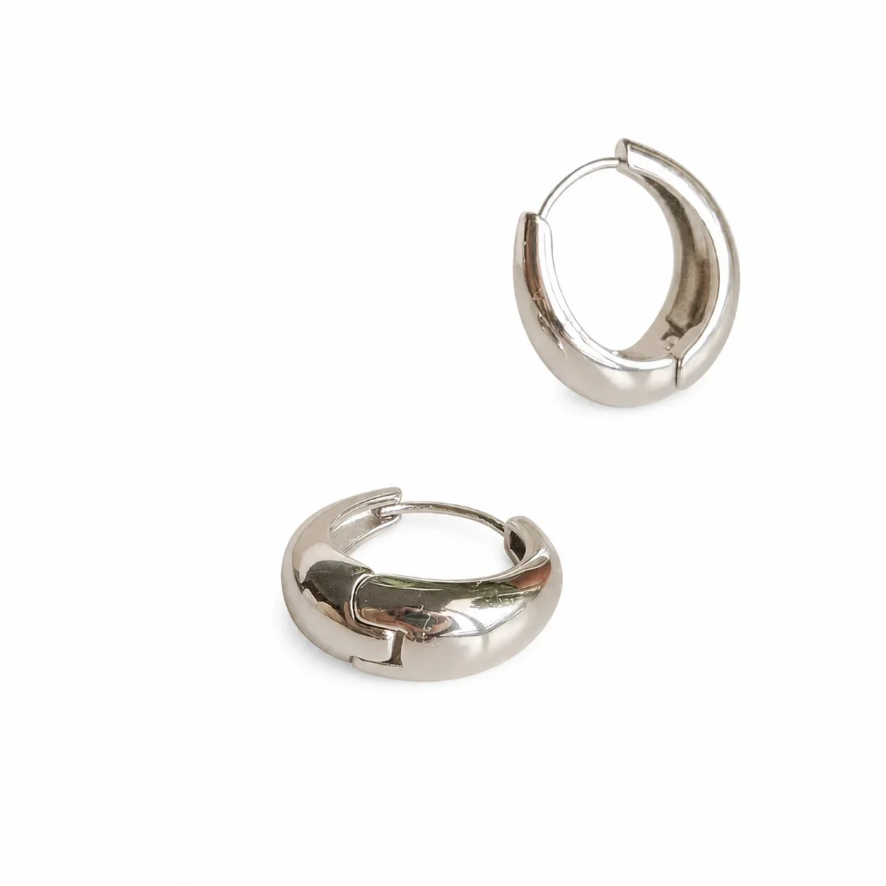Sculptural Gold-Plated Dome Teardrop Huggie Earrings