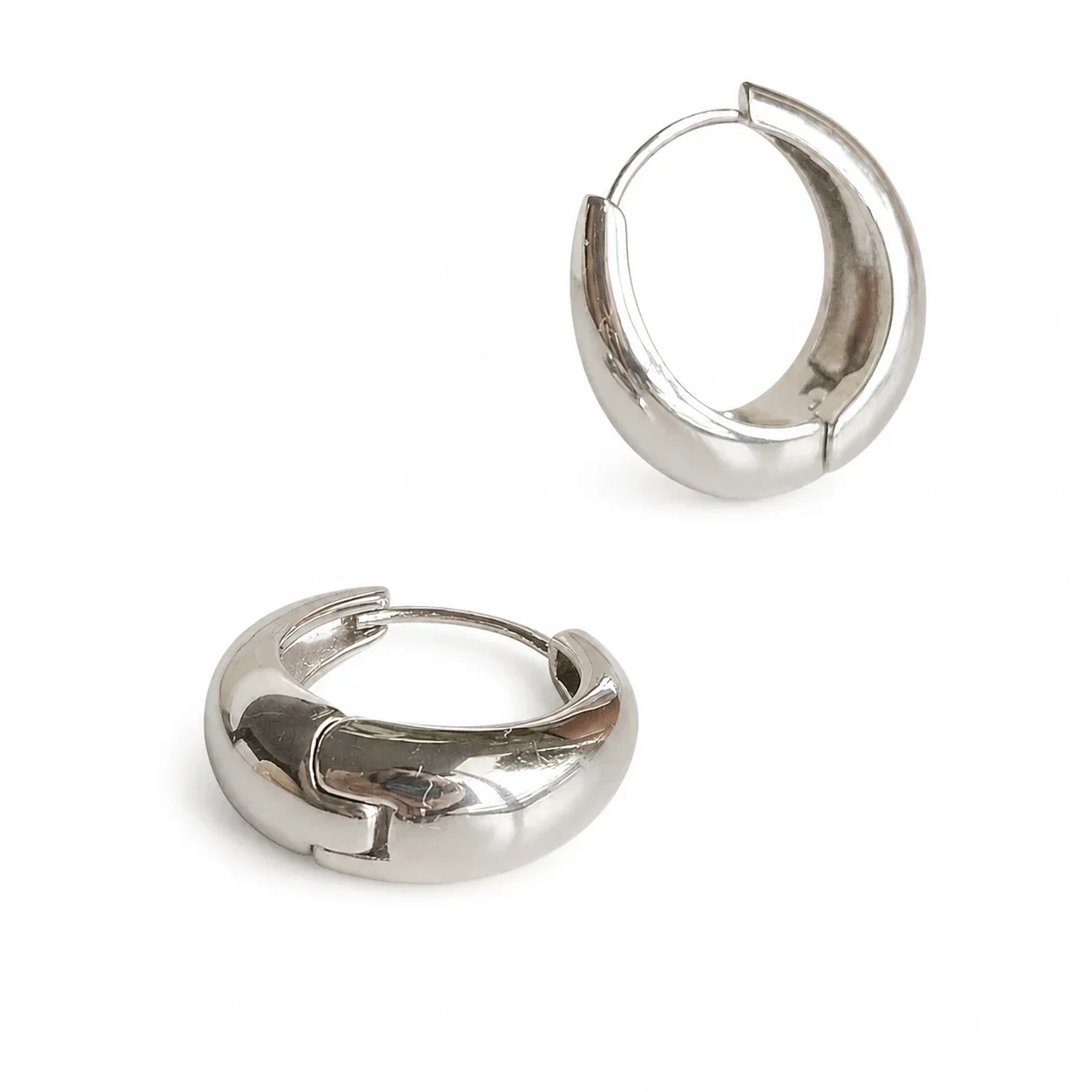 Sculptural Gold-Plated Dome Teardrop Huggie Earrings