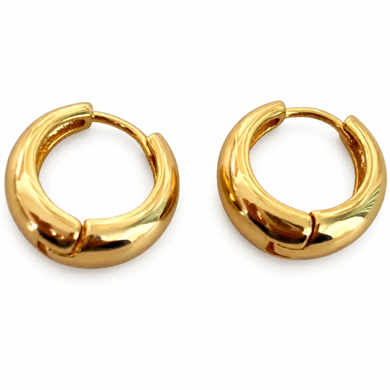 Sculptural Gold-Plated Dome Teardrop Huggie Earrings