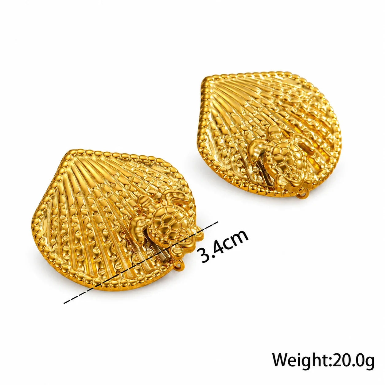 Foto do produto: Brincos Pendentes de Concha com Estrela-do-Mar em Aço Banhado a Ouro 18K