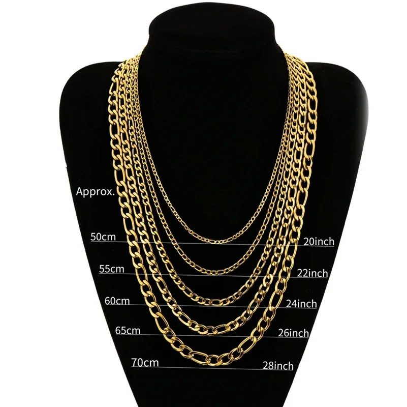 Bold Gold-Plated Figaro Curb Link Chain Necklace