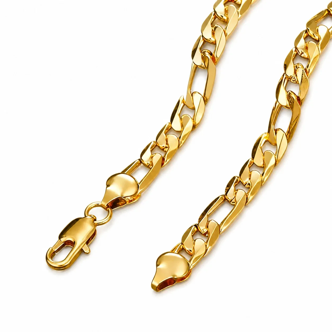 Bold Gold-Plated Figaro Curb Link Chain Necklace - Gold mm