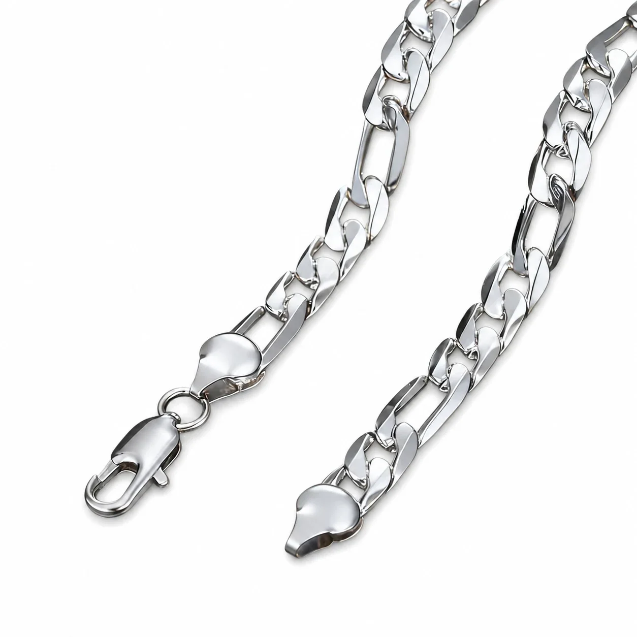 Bold Gold-Plated Figaro Curb Link Chain Necklace - Silver mm