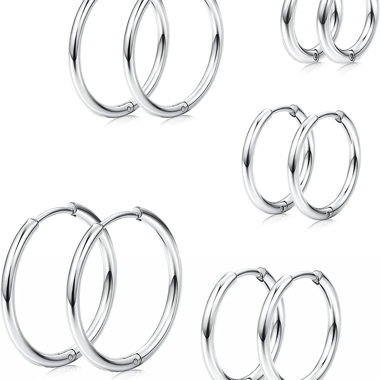 Polished 316 Stainless Steel Round Wire Hoop Earrings