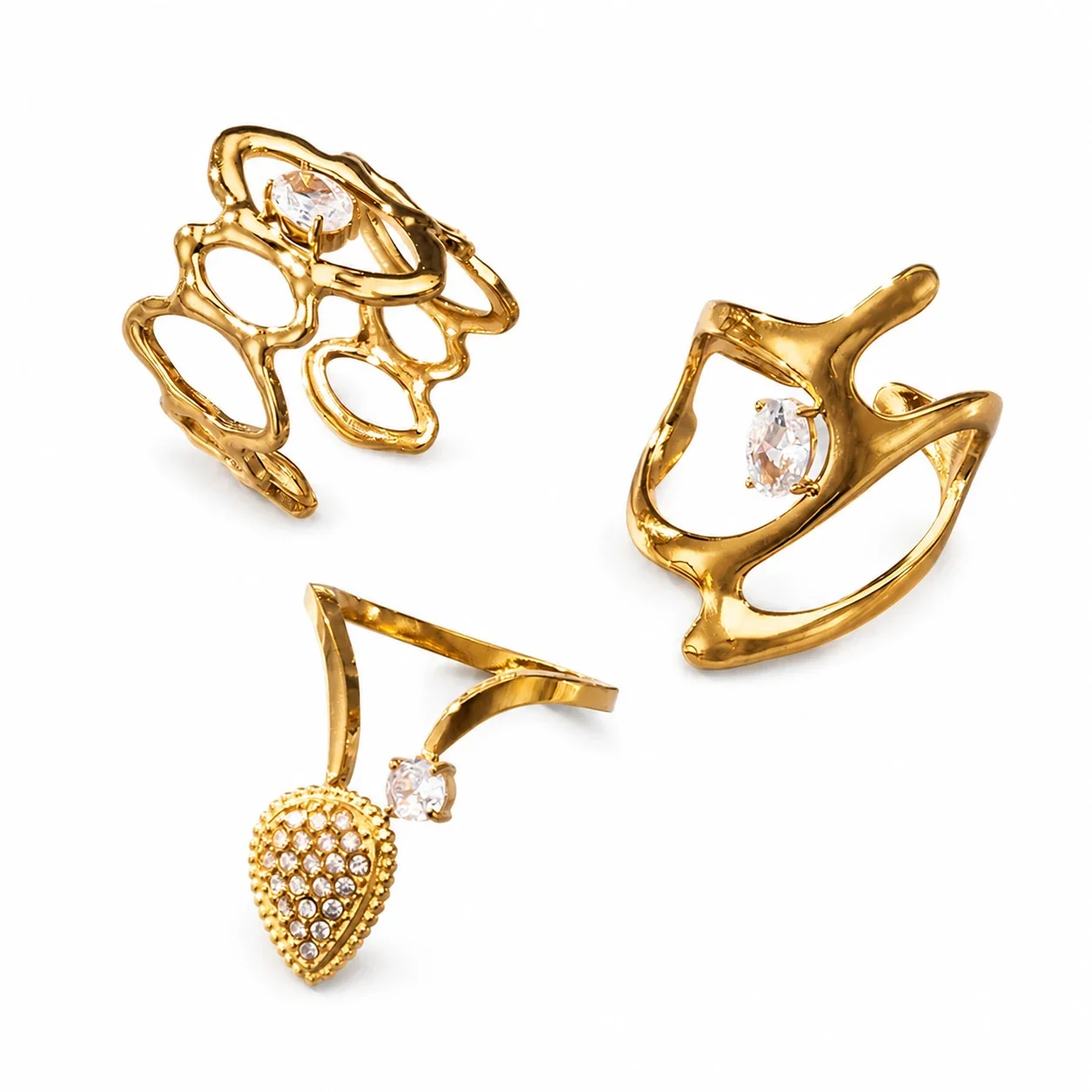 Sculptural 316 Stainless Oval Stone Statement Ring