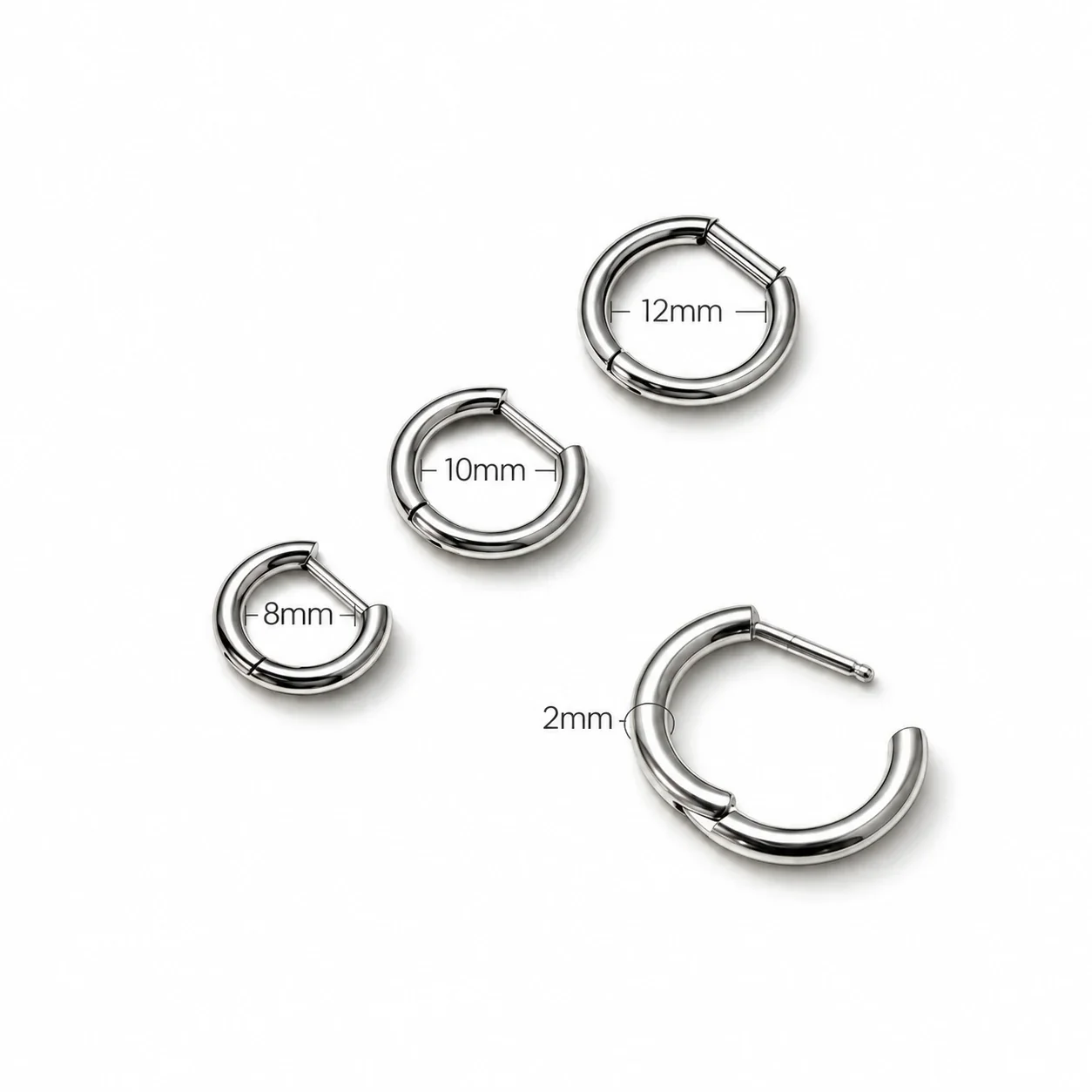 Hoop Earrings, Tubular Clicker, Stainless Steel Gold-Plated