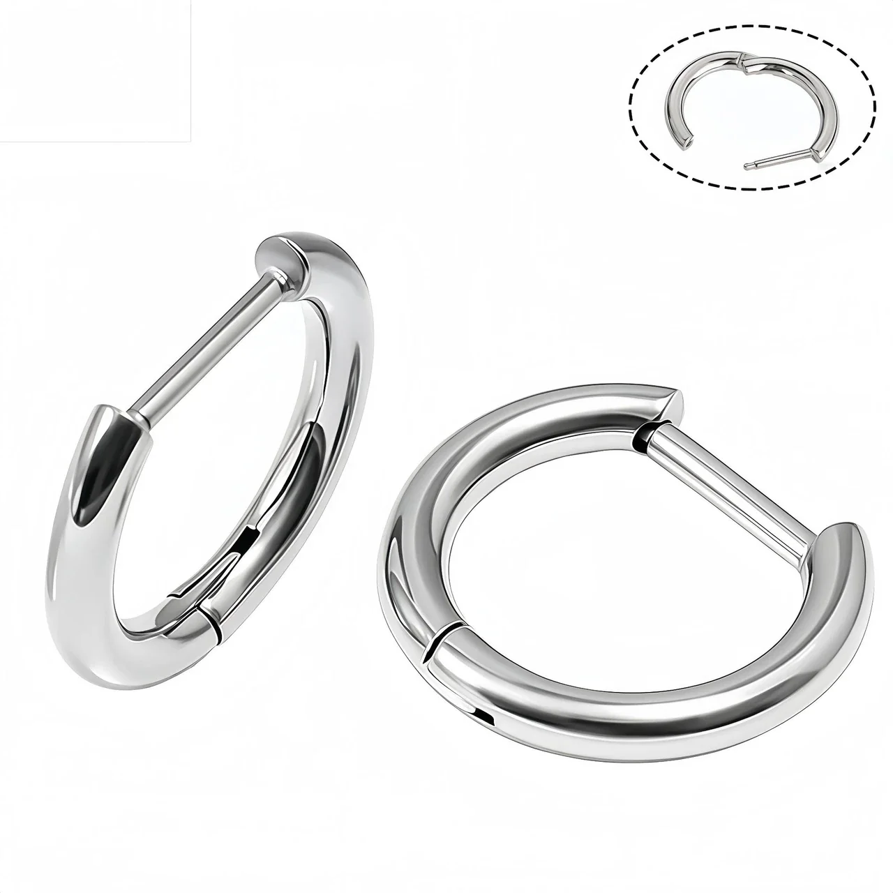 Hoop Earrings, Tubular Clicker, Stainless Steel Gold-Plated
