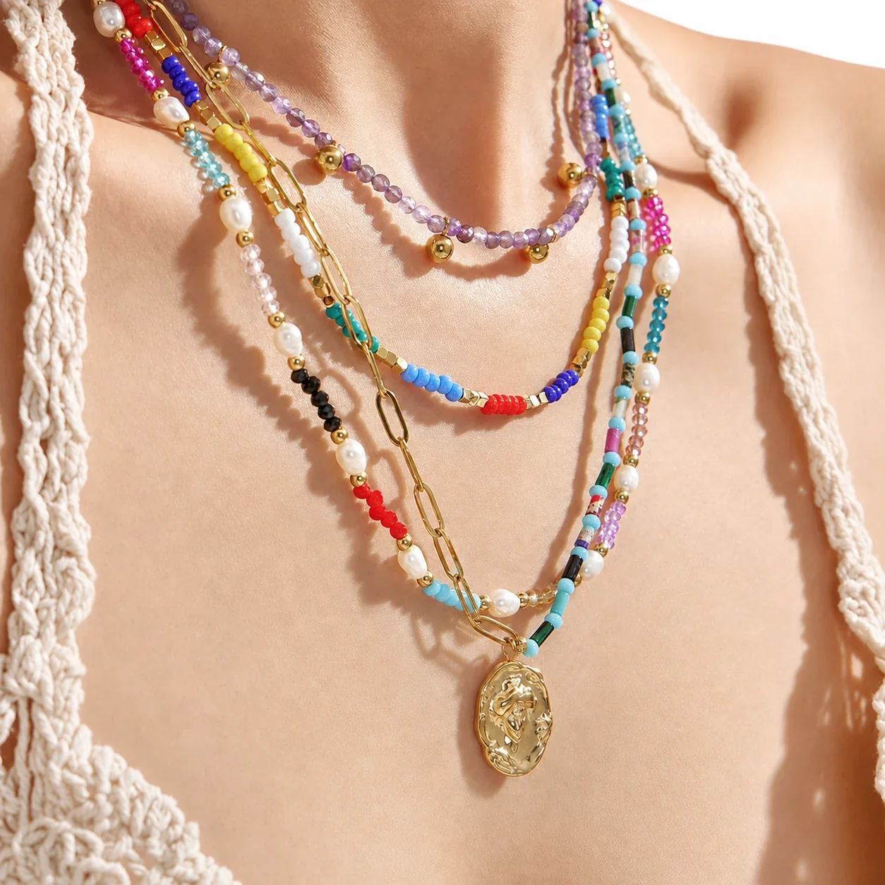 Vibrant 316L Stainless Steel Multicolor Bead Extender Necklace