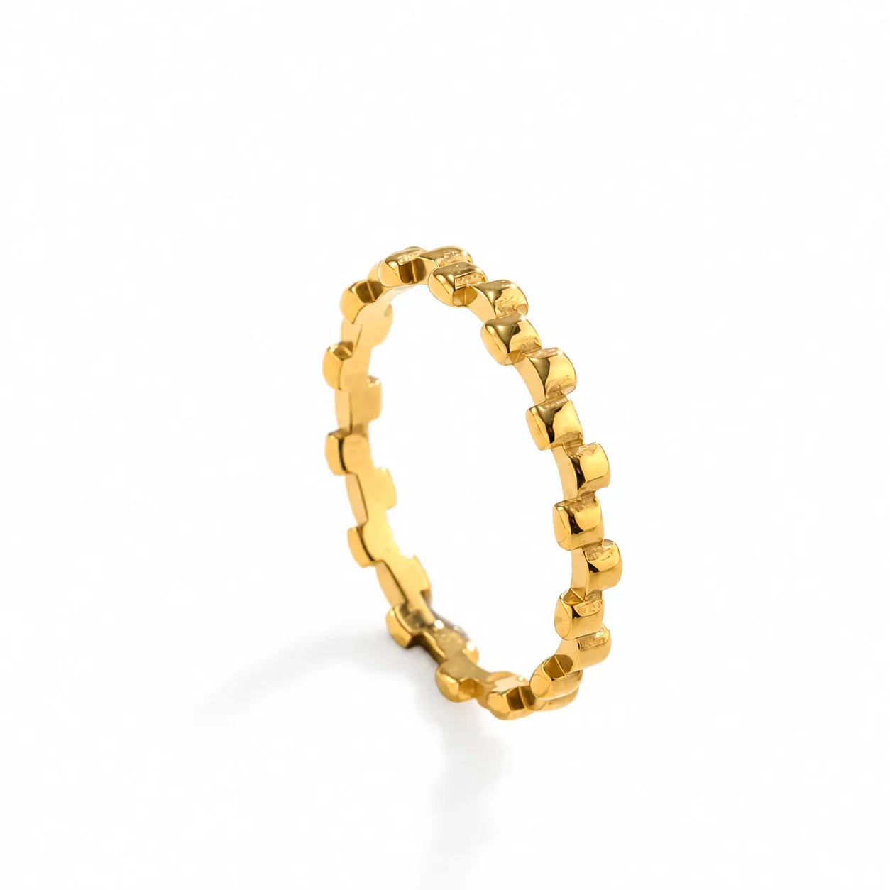 Square-Link Stacking Ring, 18K Gold-Plated Stainless Steel
