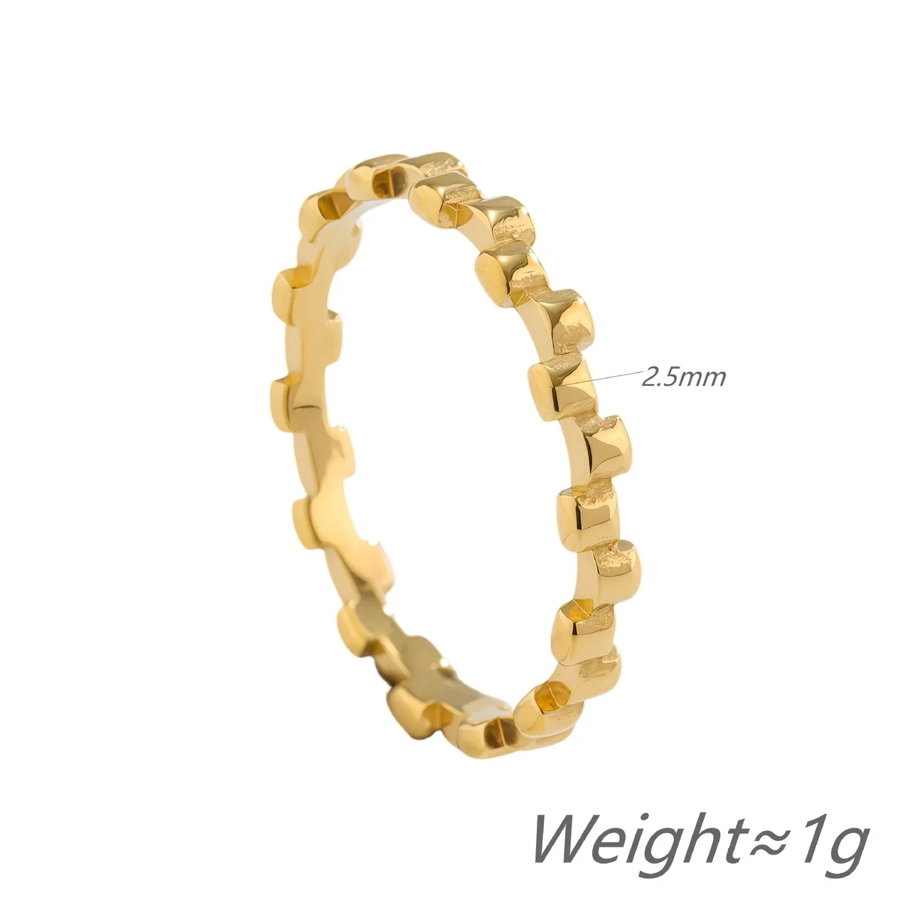 Square-Link Stacking Ring, 18K Gold-Plated Stainless Steel