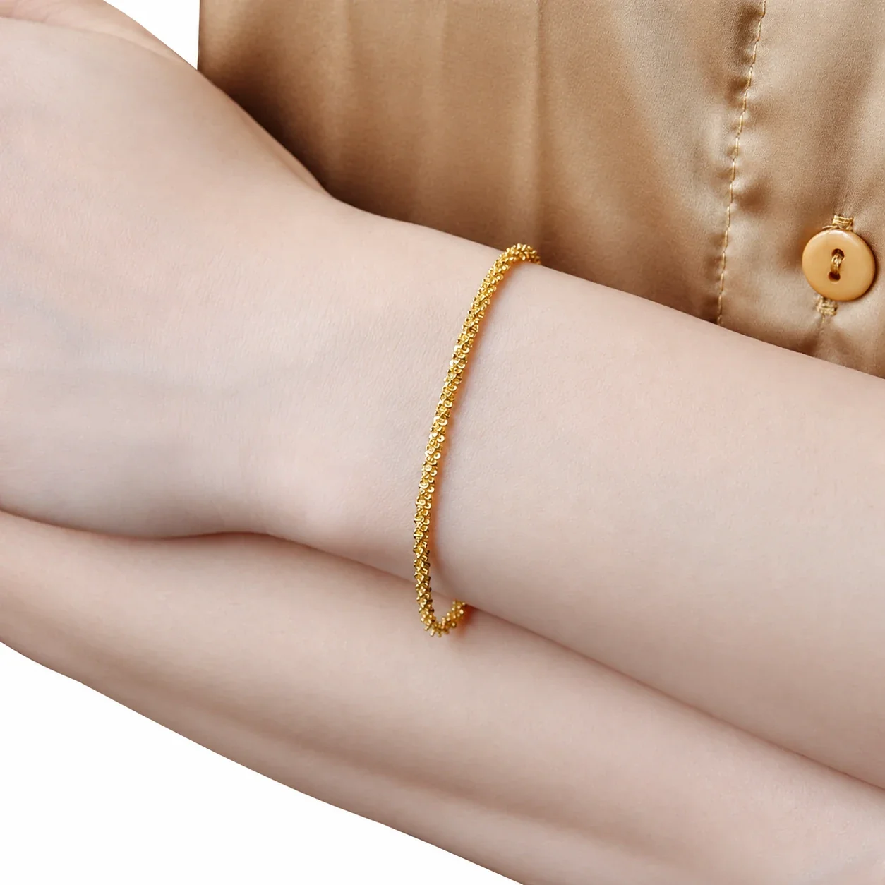 Twisted Rope Chain Bracelet in 18K Gold-Plated Stainless Steel