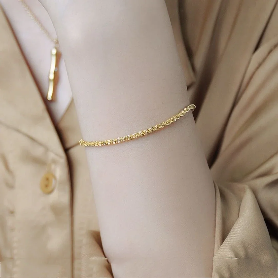 Twisted Rope Chain Bracelet in 18K Gold-Plated Stainless Steel