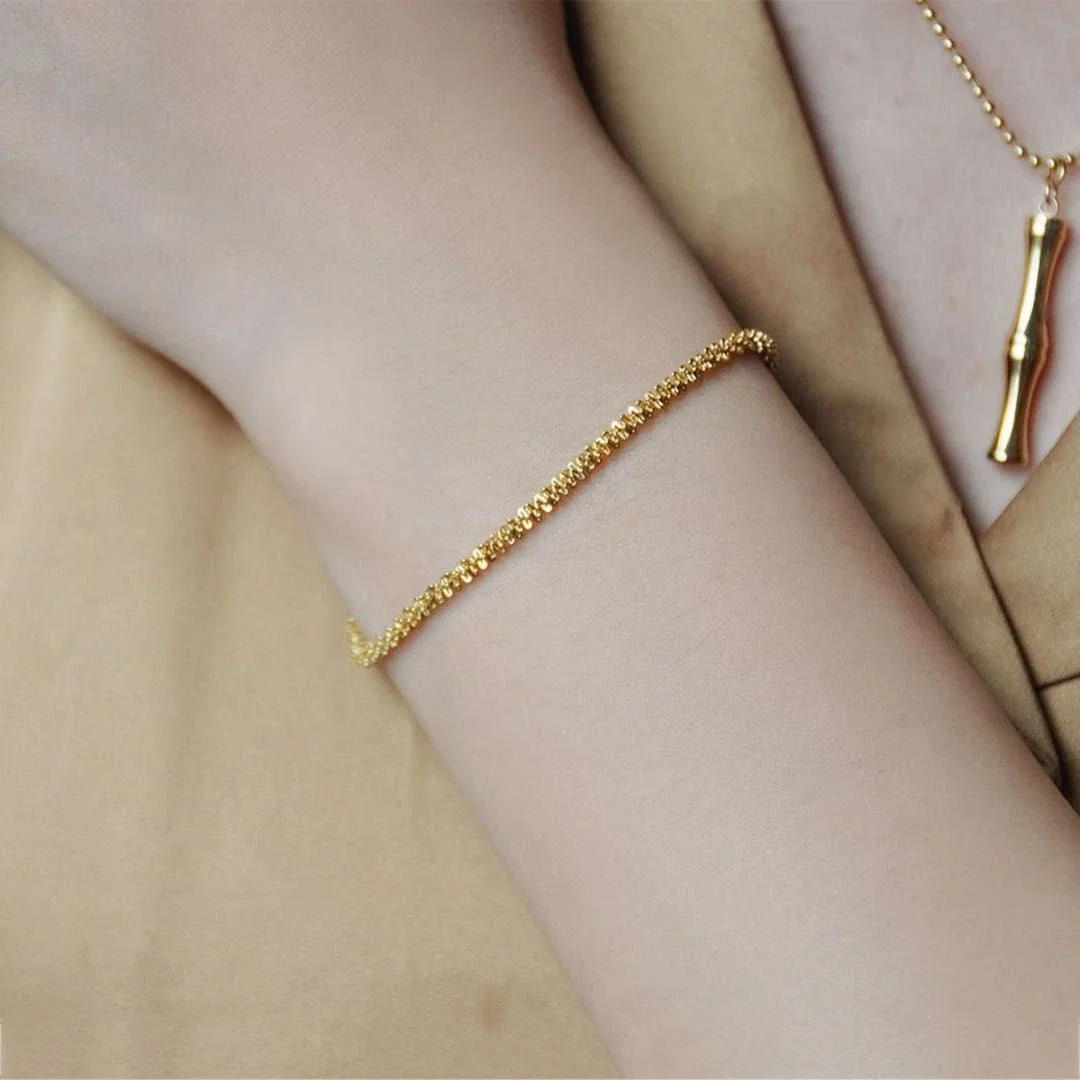 Twisted Rope Chain Bracelet in 18K Gold-Plated Stainless Steel