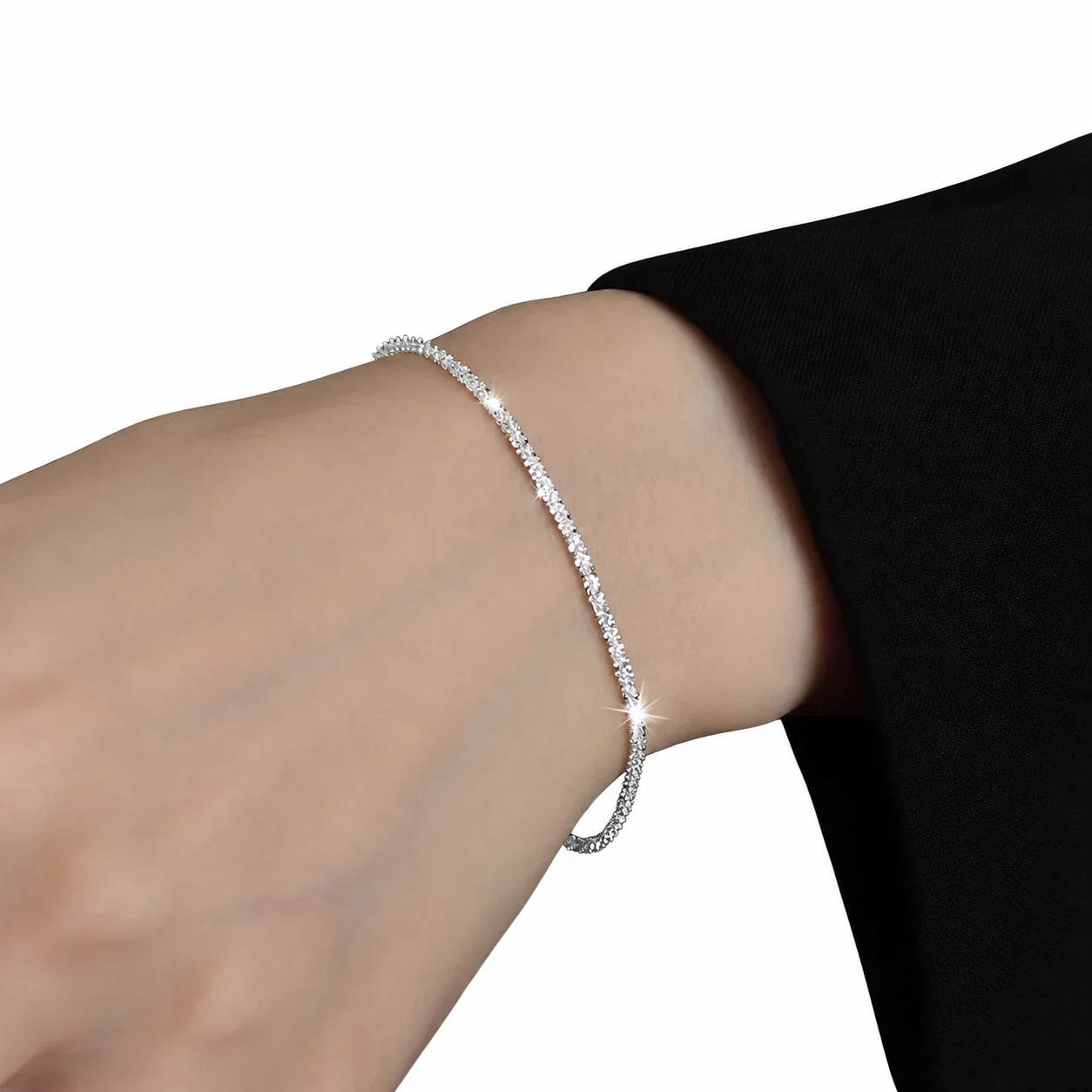 Twisted Rope Chain Bracelet in 18K Gold-Plated Stainless Steel - Silver