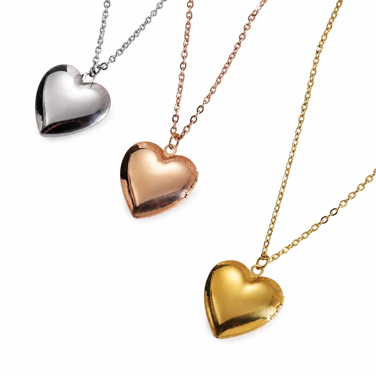 Polished 316 Stainless Steel Heart Locket Necklace