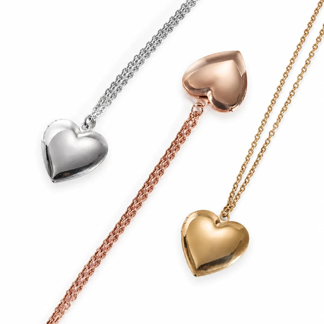 Polished 316 Stainless Steel Heart Locket Necklace