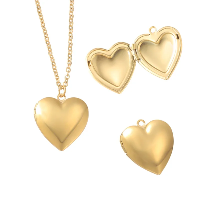 Polished 316 Stainless Steel Heart Locket Necklace