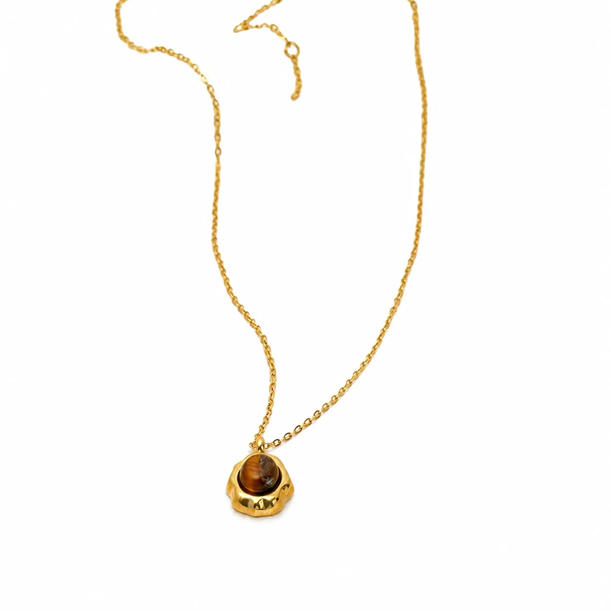 Sculptural 316 Stainless Steel Oval Pendant Necklace
