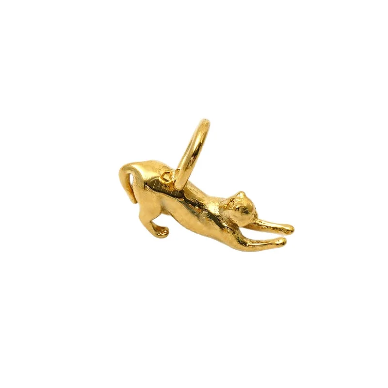 Playful 14K Gold-Plated 316 Stainless Cat Pendant
