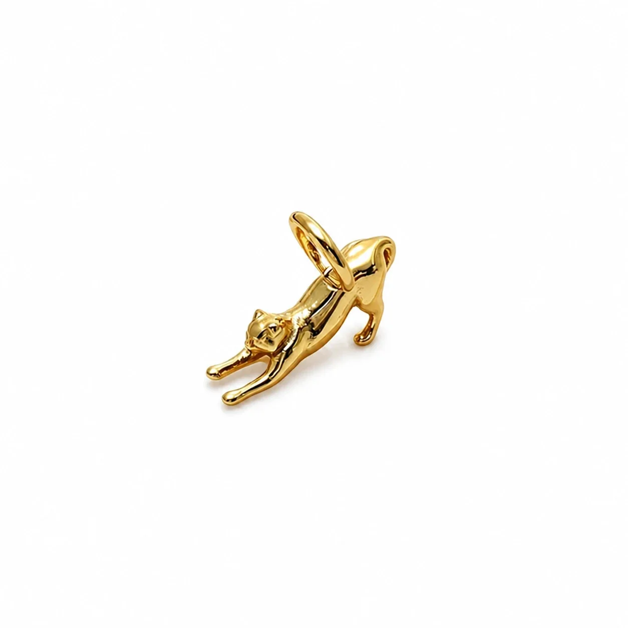 Playful 14K Gold-Plated 316 Stainless Cat Pendant