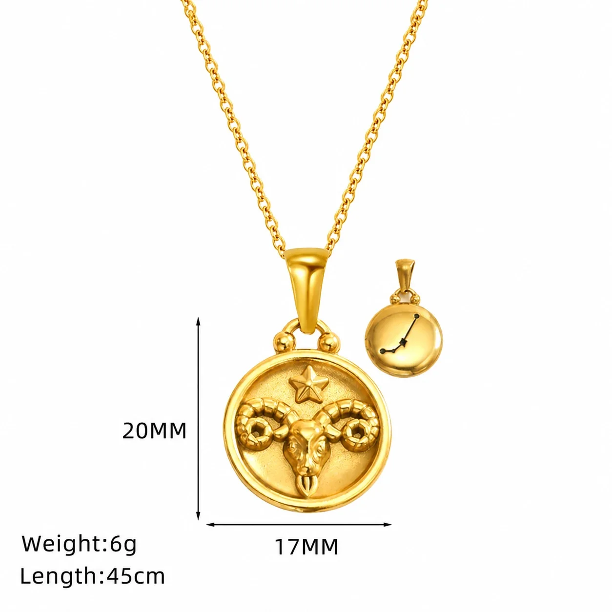 Celestial 18K Gold-Plated Zodiac Medallion Pendant Necklace