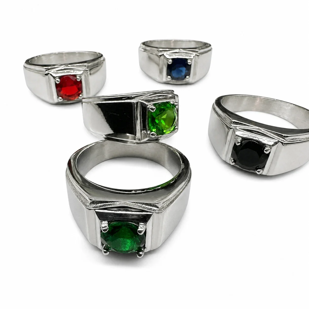 Bold 316 Stainless Steel Square CZ Signet Ring